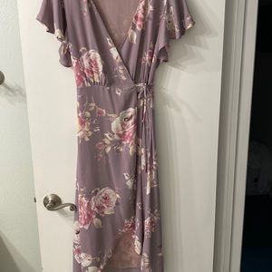 Morning Lavender floral wrap dress size small
